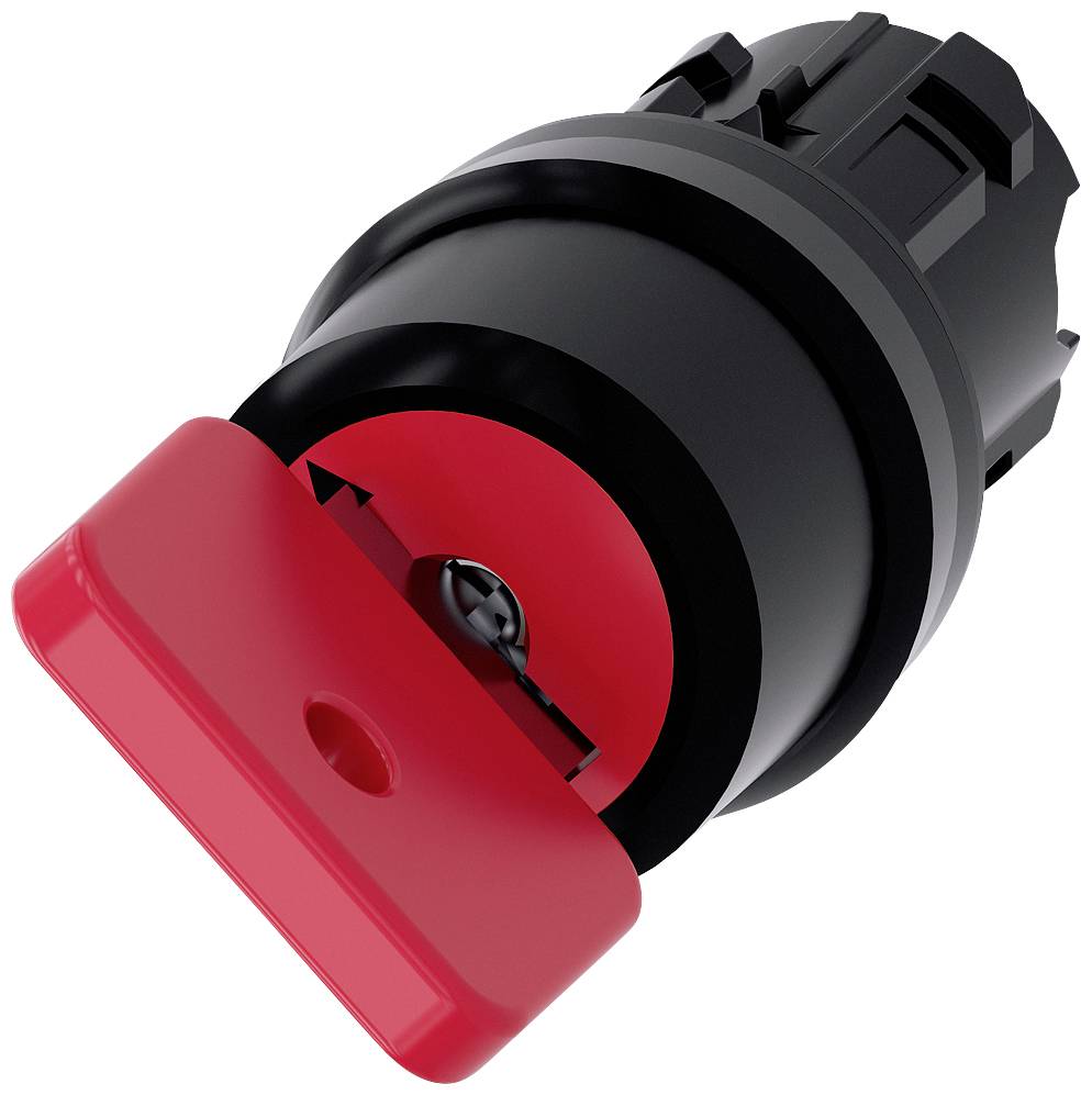 'A close-up of a red battery cap screw, with a black plastic housing, showing its mechanical connection.'