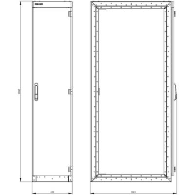 Technical Drawing of a Narrow Cupboard with Dimensions: Height 1802 mm, Width 400 mm. Front and side view.