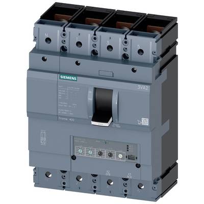 'Siemens 3VA2 circuit breaker, four-pole, with switch handle and technical specifications on the front, suitable for industrial applications.'