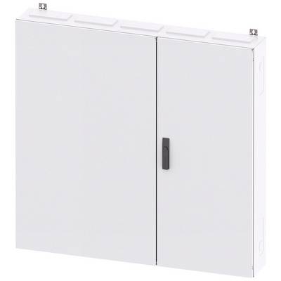 White metal electrical enclosure with two doors and a black handle, suitable for storing electrical components.