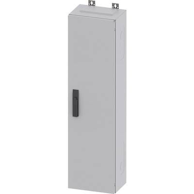 Decommissioned grey metal cabinet with a black handle, rectangular in shape, purpose unknown.