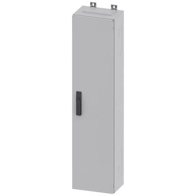 Grey, rectangular metal cabinet with a black handle. The cabinet stands upright and is suitable for storing technical equipment.