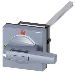 A grey, square switch with a lever handle, showing a red mark at the top for 'Off' and a green position for 'On'.