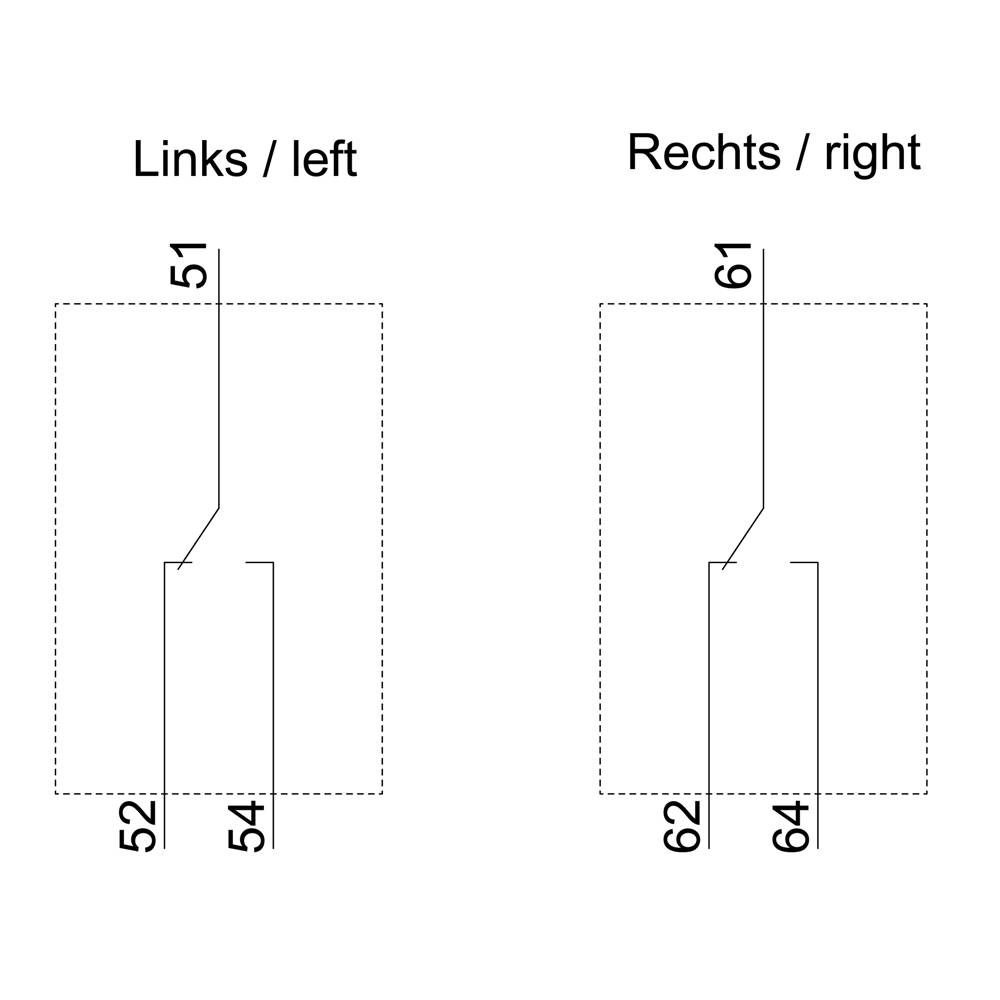 'Two diagrams, labels: Left (51, 52, 54), Right (61, 62, 64), lines connecting numerical points.'