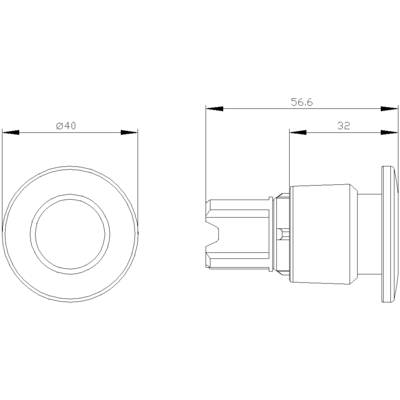 Technical drawing of a cylindrical part with dimensions: diameter 40 mm, length 56.6 mm, partial section 32 mm.