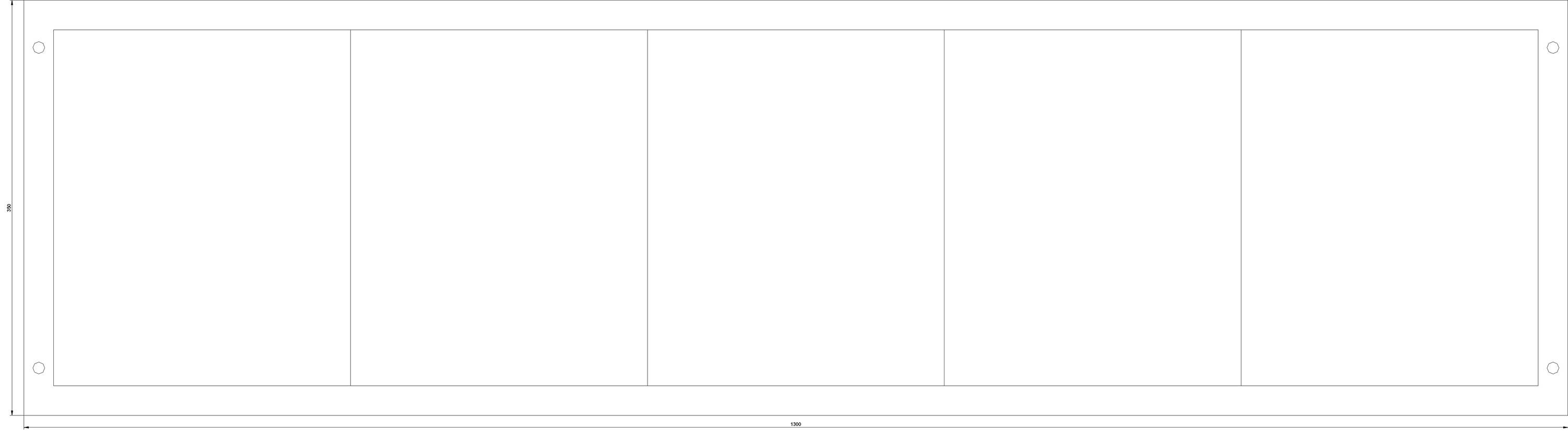 'White horizontal frame divided into five equal sections. No further information or decorations present.'