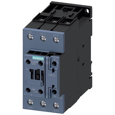 Electrical contactor with Siemens logo. Multiple connection terminals on the top surface, showing an industrial control device.