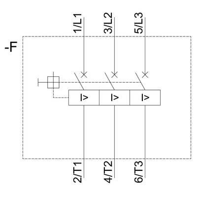 'Circuit diagram with three parallel conductors, each with its own isolator, marked as 1/L1, 3/L2 and 5/L3.'