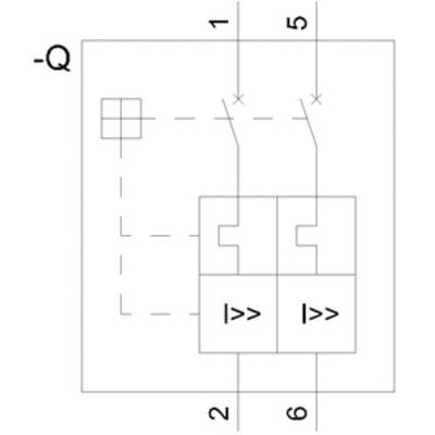 Circuit diagram of an electrical component with symbols and labels 'Q', '1', '2', '5', '6', showing two parallel switches.