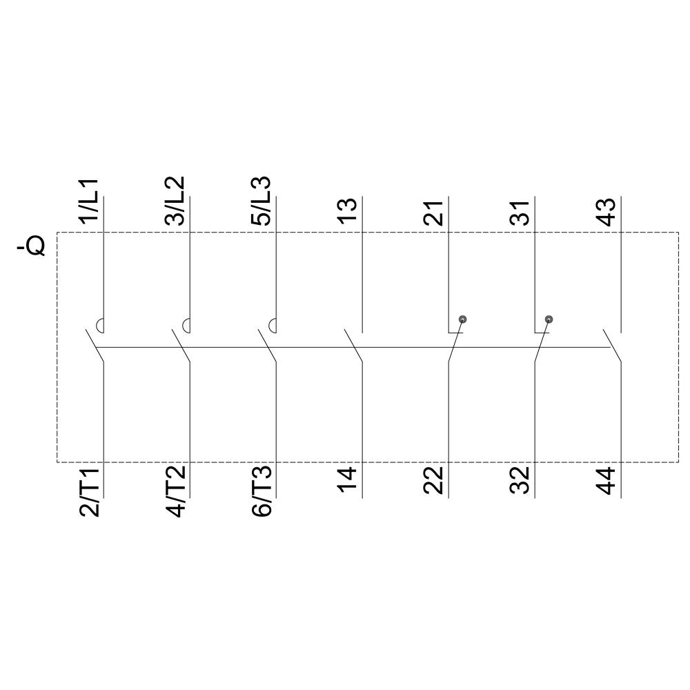 Wiring diagram of an electrical switchboard with multiple lines and numbered contacts. Connections and labels indicate the electrical current flow.