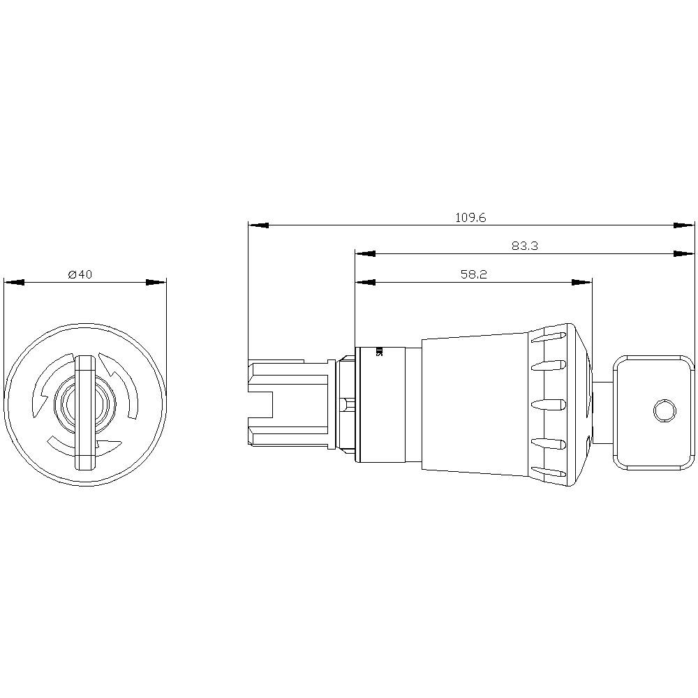 Technical drawing of a cylindrical component with dimensions: total length 109.6 mm, diameter 40 mm, detail view shows internal structure.
