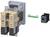 Industrial Components: An electromagnetic contactor, a fuse, and a switching device. Used in electrical circuits.
