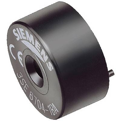 Black Siemens magnet with the inscription '3SE 6704-1BA', cylindrical in shape, displaying industrial component marking and function.