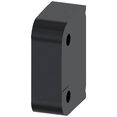 A black, rounded, rectangular object with two holes and a flat front surface.