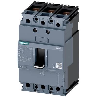 A blue Siemens circuit breaker with a large lever and multiple connections. It is used to protect electrical circuits.