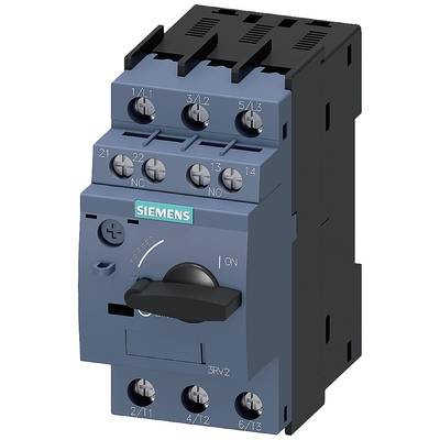 Siemens electrical power switch, with a dark blue casing, featuring multiple connection terminals and a black rotary switch at the front.