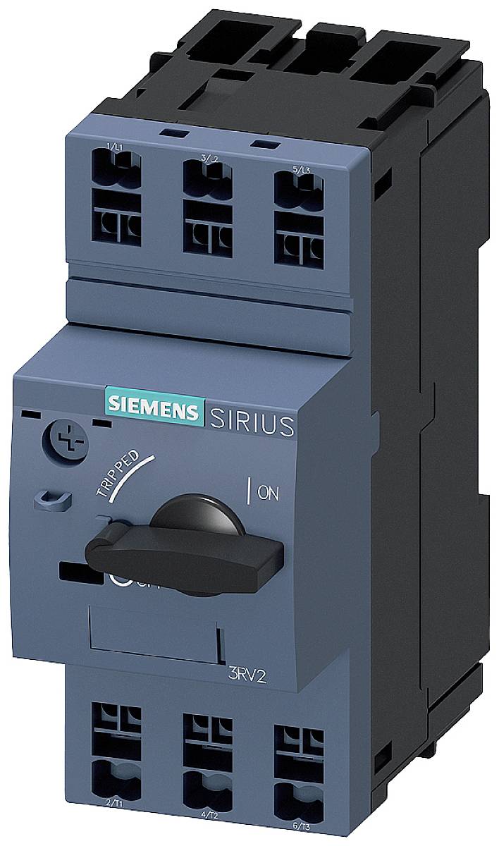 Siemens Sirius circuit breaker, Model 3RV2, with rotary handle for manual operation.