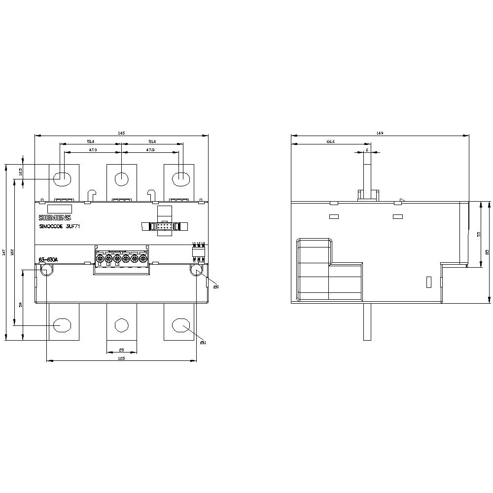 Technical drawing of a kitchen unit and sideboard. Measurements given in millimetres. Shows built-in sink, cooker, cupboards and layout.