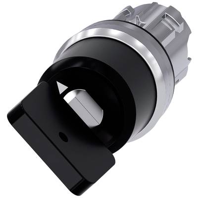 Key switch with a cylindrical metal housing and black plastic key, shown at an angled view.