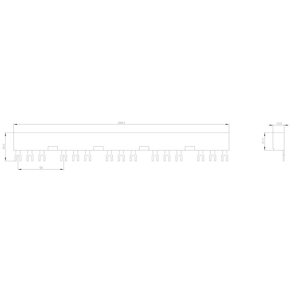 Technical drawing of a component with dimensional specifications: Length 234.5 mm, Width 11.5 mm, Height 23 mm. Displays details of the form and structure.