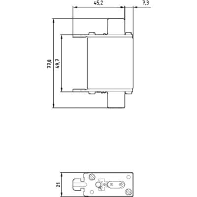 Technical drawing of a rectangular component with dimensions: 45.2 mm width, 77.8 mm height, and 7.3 mm depth.