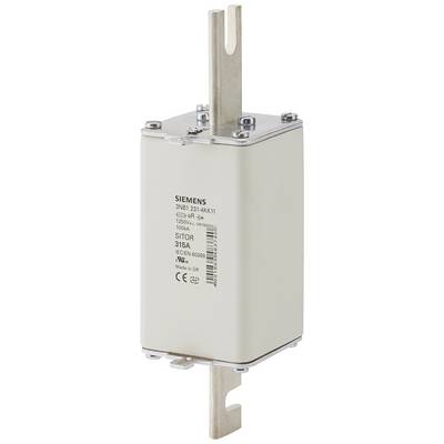 Fuse of type SIEMENS SITOR, 315A, with metal contacts at the top and bottom.