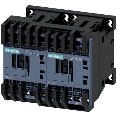 A black Siemens SIRIUS contactor for motor control in industrial applications. Two devices mounted side by side.