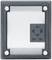 Black screen frame with four white screws and a small field with navigation and 'ESC' and 'OK' buttons in the bottom right corner.
