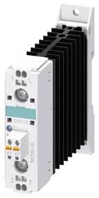 An electronic contactor module with heat sinks and a central control switch; connection points are visible on the front.