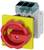 Speed cut-off switch in red and yellow, with greenish cable connections, for controlling electrical machinery.