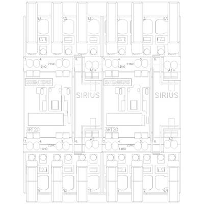 Technical drawing of a Siemens SIRIUS contactor circuit diagram with multiple connections and labels.