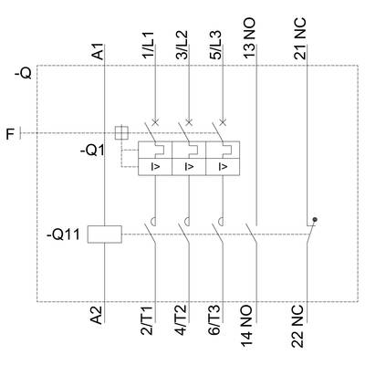 Circuit diagram of an electrical circuit component with three parallel-connected fuses and various terminals for connections.