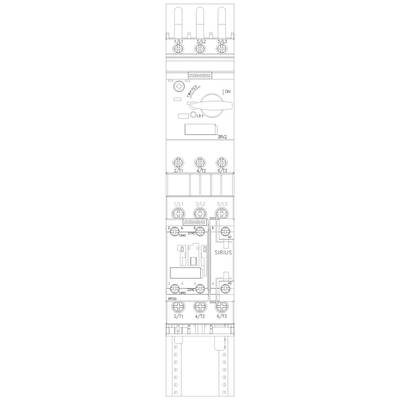 Technical drawing of an electrical switch with various connections and labels.