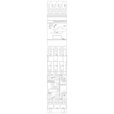 Technical drawing of an electrical circuit diagram with switches and fuses. Shows the arrangement of various components in a control cabinet.