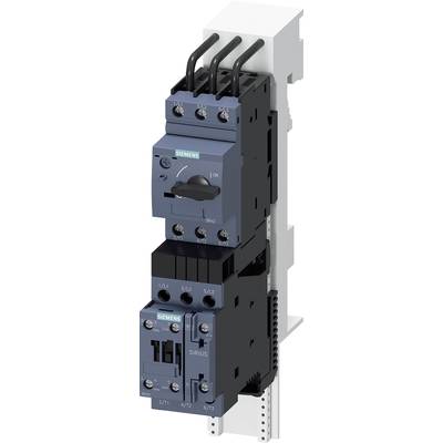 Electrical component with switches and cables, likely a power circuit breaker or contactor, mounted on a DIN rail.