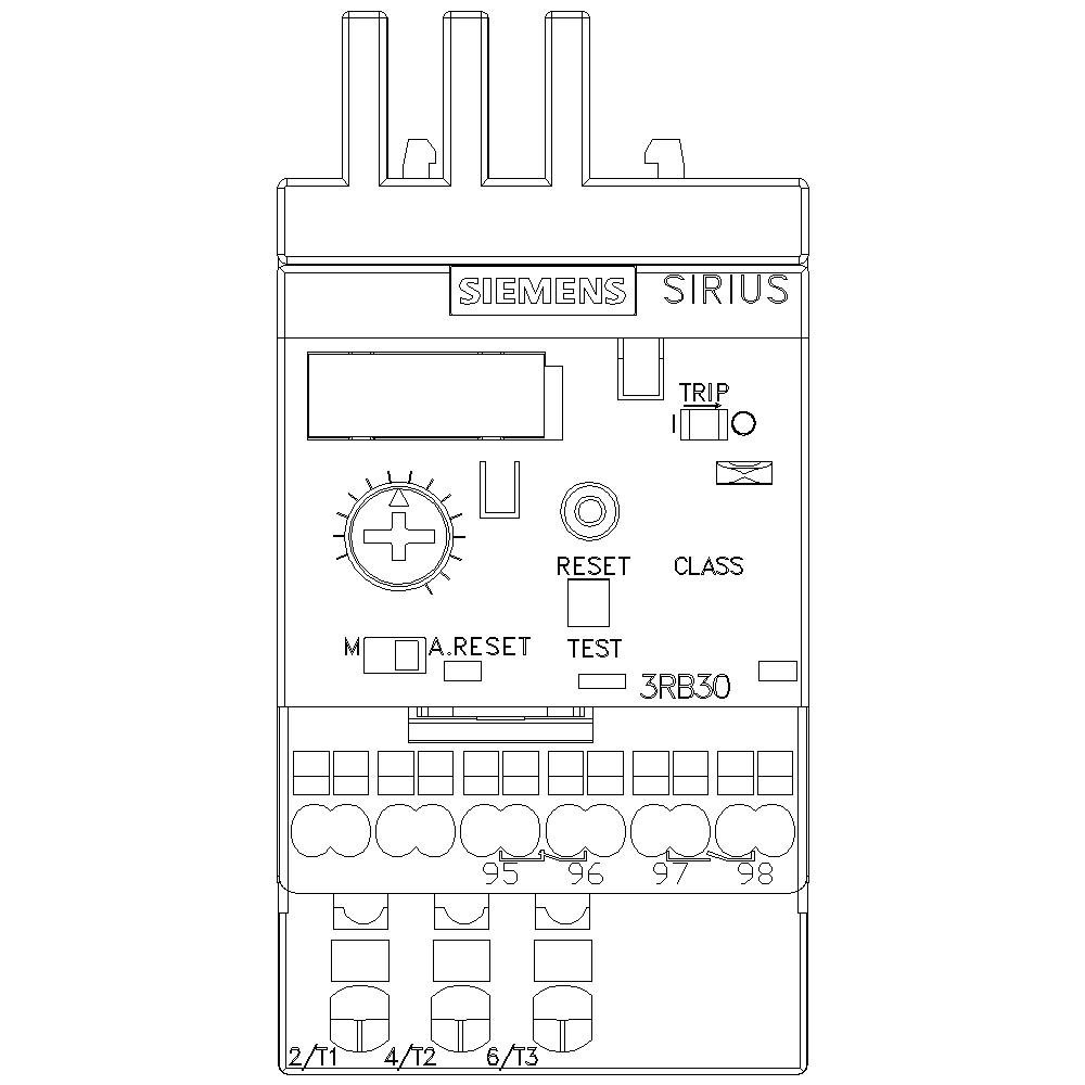 Electrical switchboard with control elements and indicators. Siemens brand name and model number SIRIUS 3RB30 are visible.