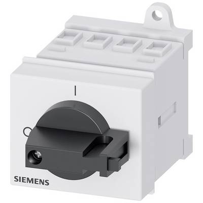 A white Siemens switch with a black rotary knob, positioned in a neutral setting. The switch is suitable for wall mounting.