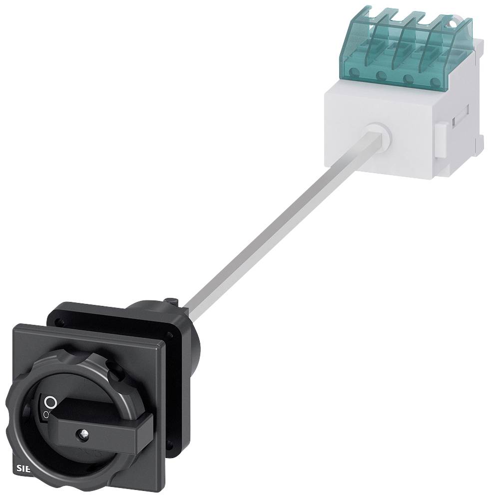 Electrical switch with a long lever, black rotary knob and white terminals, suitable for industrial applications.