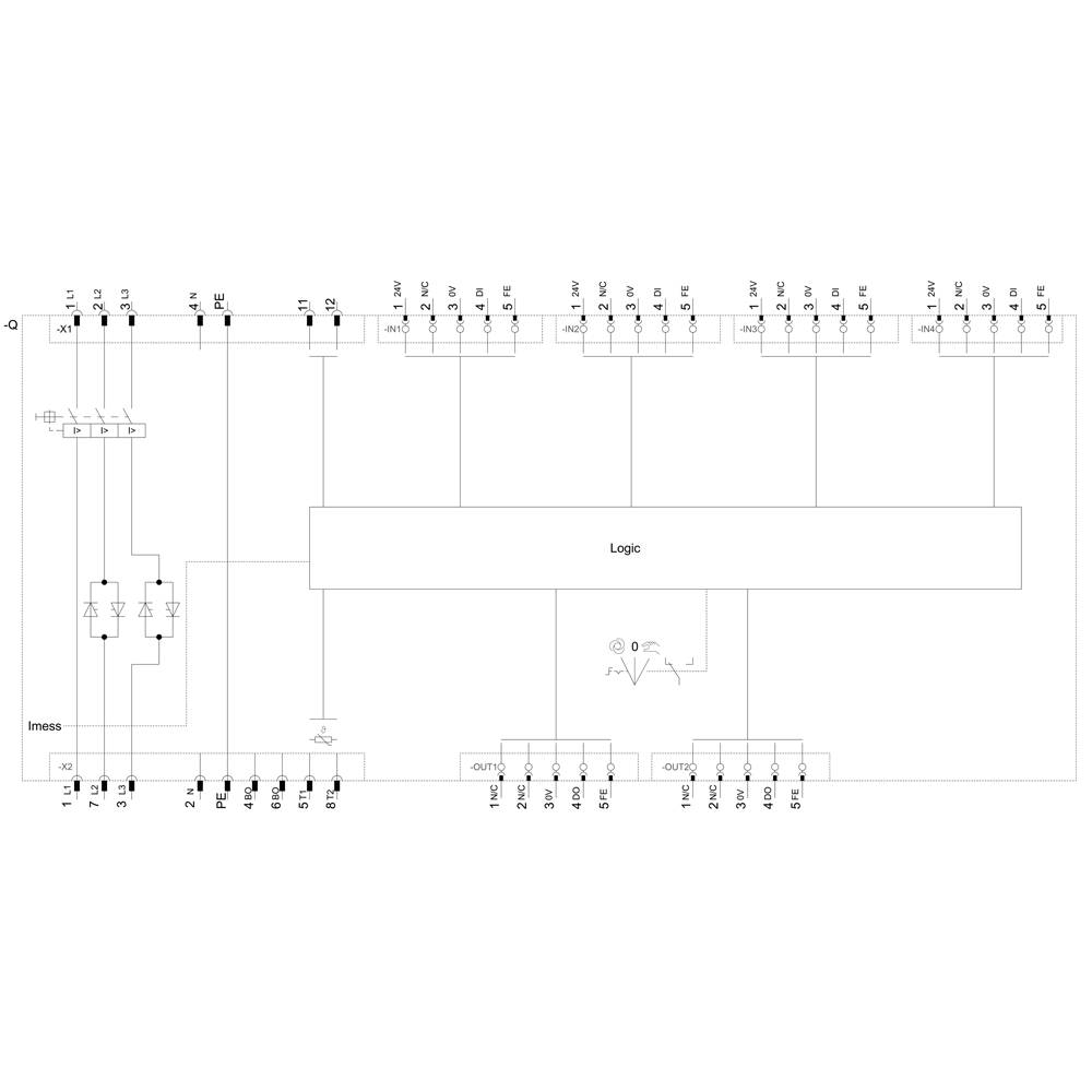 'Block diagram of a digital component with inputs and outputs'