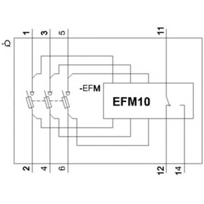 Circuit diagram of an electronic module named 'EFM10', showing multiple connections and circuits with numbered terminals.