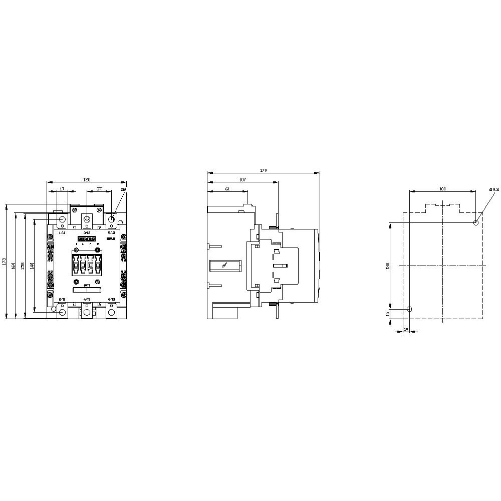 Technical drawing of an electrical switch with front and side view, showing dimensions and connections for installation.