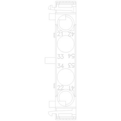Technical sketch of an automatic circuit breaker with circles and numbers from 21 to 57, showing connections and form.