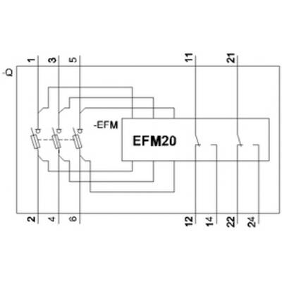 Circuit diagram of an electrical module labelled 'EFM20', showing the connections and internal wiring of the circuits.