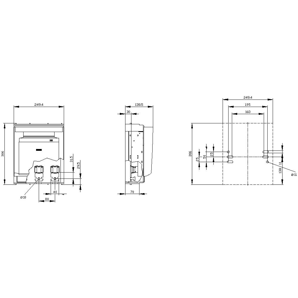 Technical drawing of a device with dimensions: Width 294 mm, Depth 1205 mm, Height 1795 mm. Shows front, top, and side views.