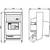 Technical drawing of a device with dimensions. Front and side views show printer with screen and control buttons. Dimensions: 104 x 207.
