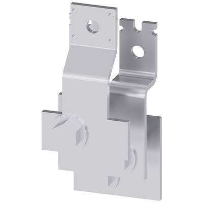 Grey metal mounting bracket, displaying a complex structure with multiple layers and recesses, likely intended for technical applications.