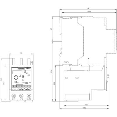 Technical drawing of an electrical device with dimensions: width 55 mm, height 160 mm, depth 103 mm. Front and side view.