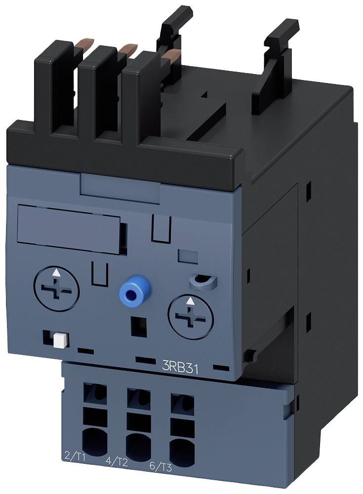 An electronic device that looks like an overload relay, with multiple terminals and control elements on the front panel.