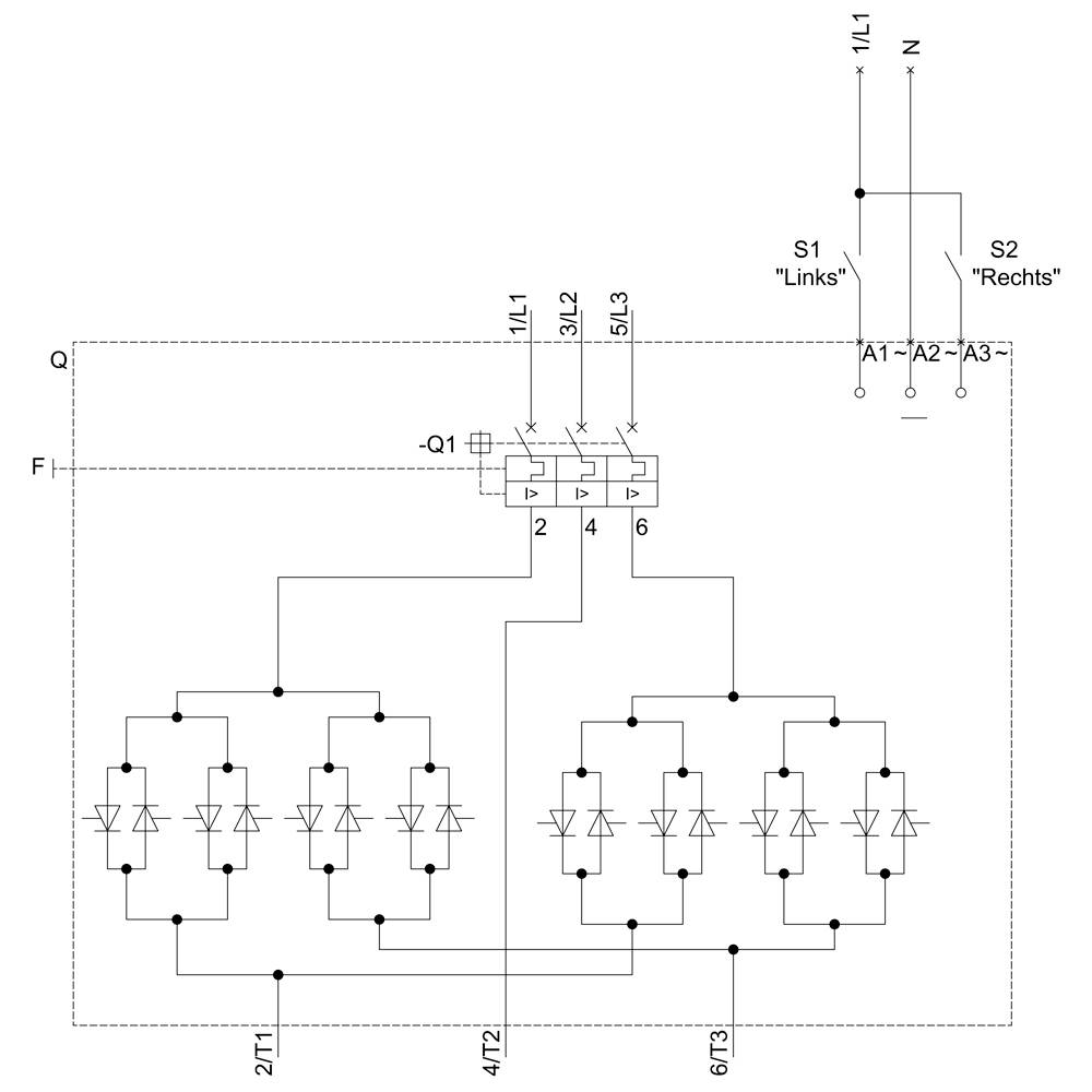 'Schematic diagram of the circuit with diodes, switches and connections. Labelled with Left S1, Right S2.'