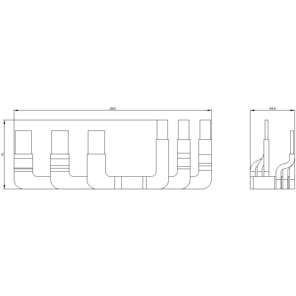 Technical drawing of a piping system with dimensions: length 262, width 65.4 millimetres; details of angles and connecting pieces.